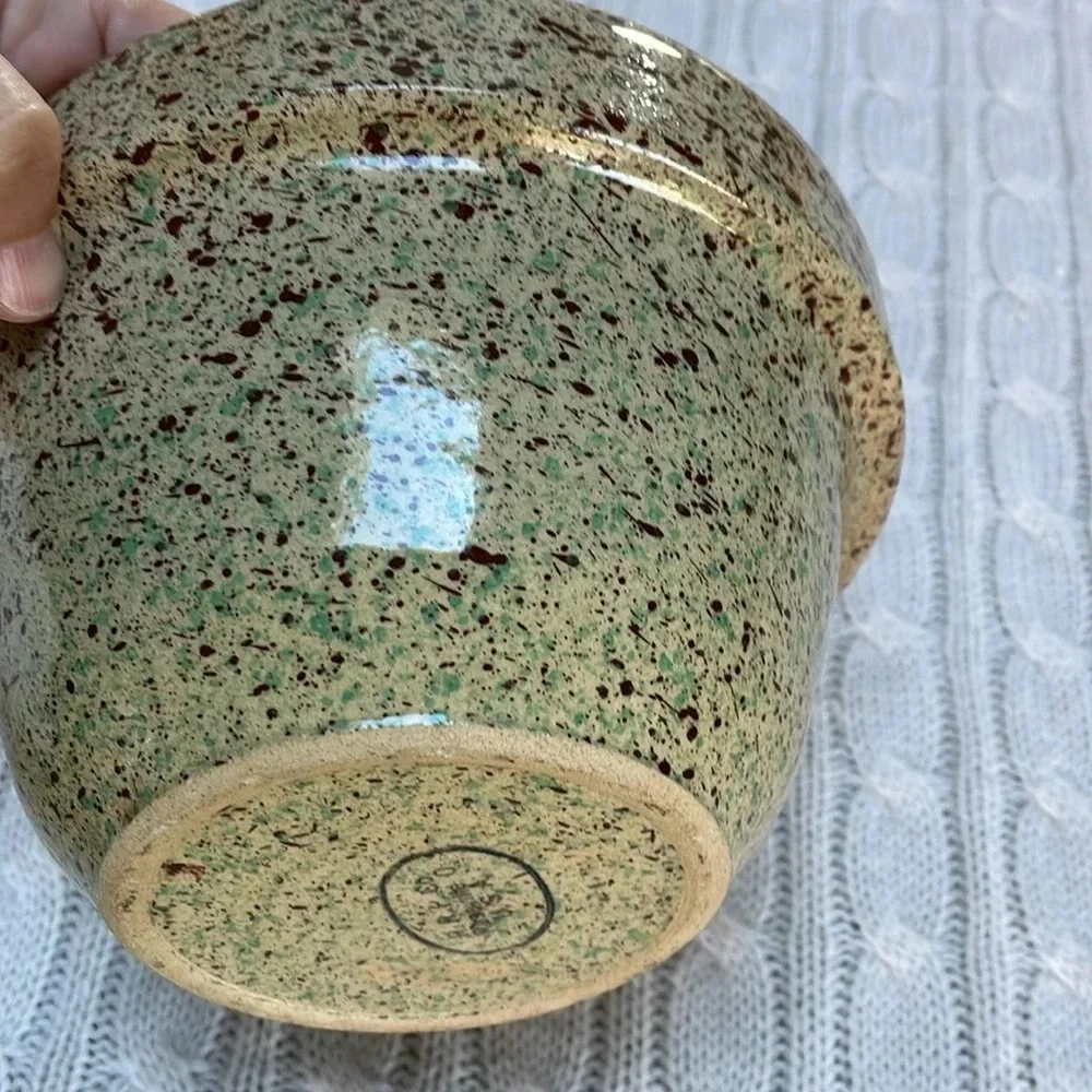 Vtg Roseville Pottery Splatter Mixing Bowl Ohio Retro Country Kitchen Baking